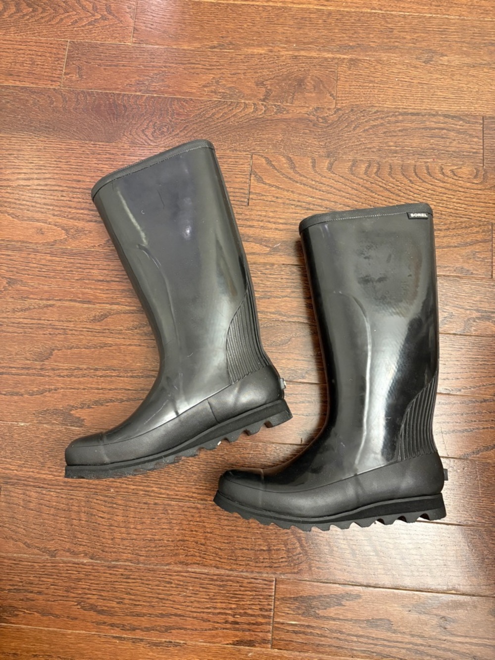 NIB Sorel Joan Tall Gloss Black Rain Boots
